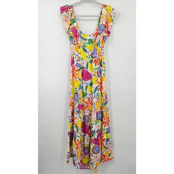 AQUA Fruit Floral Maxi Dress - Exclusive Size‎ Large Sundress - Picture 8 of 14